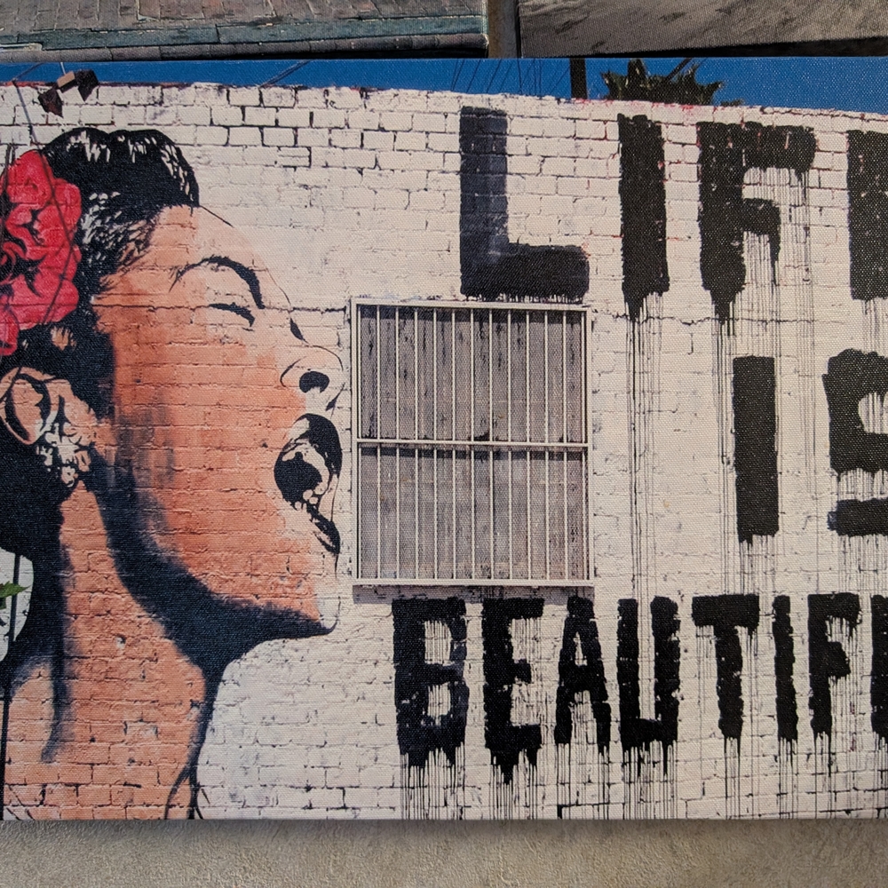 Life is Beautiful Wall Art with Red and Black Accents